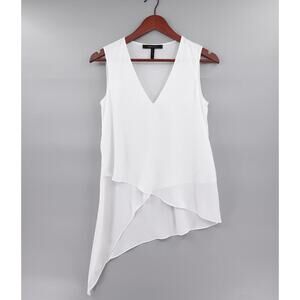 BCBGMAXAZRIA Nikko Top Womens XXS White Tunic Sleeveless Minimalist Corporate